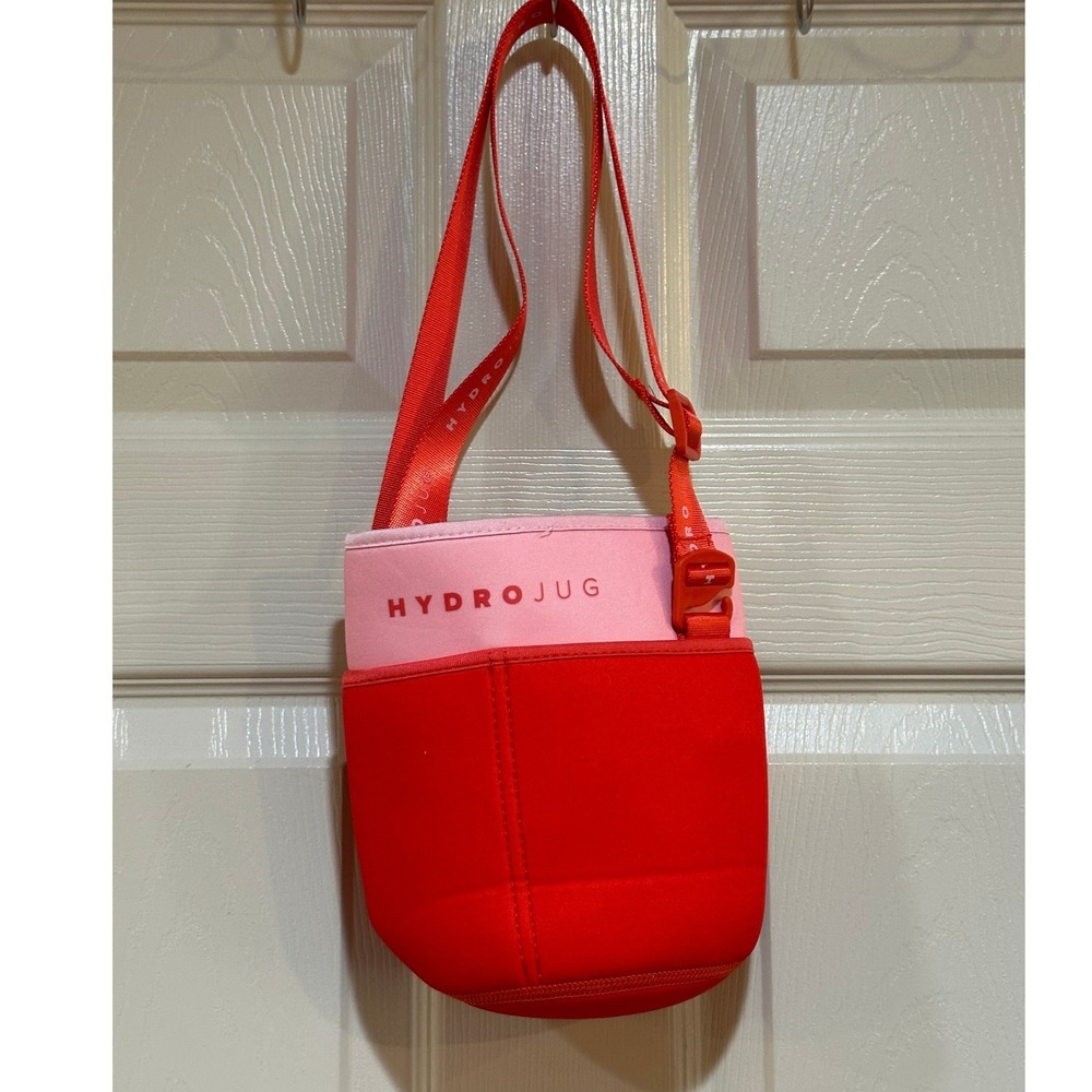 HydroJug Pro Carrier Red Pink‎ Neoprene Water Bottle Sleeve with Strap Pocket